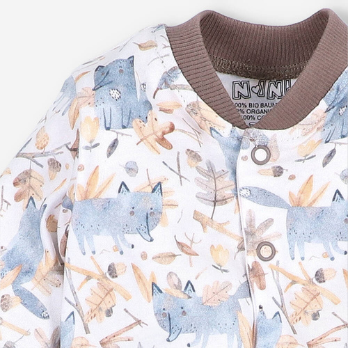 Pajacyk z bawełny organicznej Skarby Jesieni Nini druk