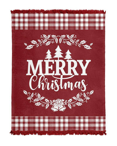 Koc świąteczny z frędzlami 103 JB Merry Christmas Detexpol czerwony