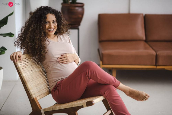 Dresowe spodnie ciążowe Milk&Love dusty cedar