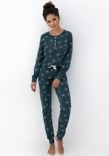 Sensis Ellison – bawełniana piżama damska z guziczkami i ściągaczami