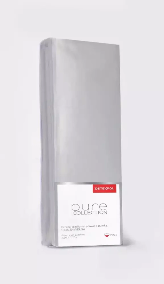 Prześcieradło satynowe z gumką jPure ednobarwne Detexpol szary jasny