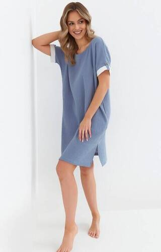 Koszula nocna muślinowa 133 Cana- niebieska