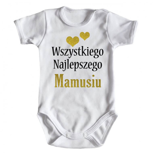 Body krótki rękaw "Wszystkiego najlepszego mamusiu" Moocha biały