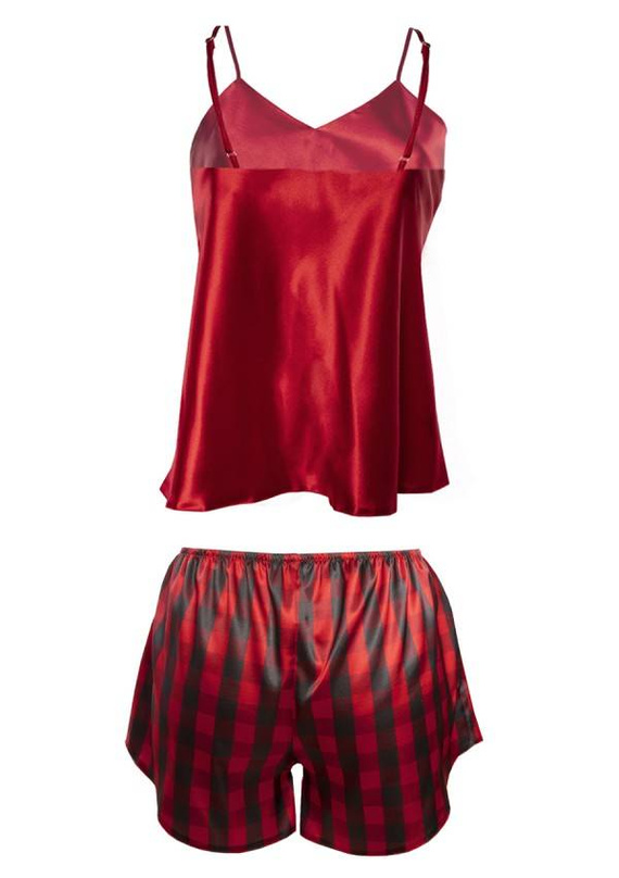 Piżama Damska Satynowa DK-KK DKaren - czerwony 016