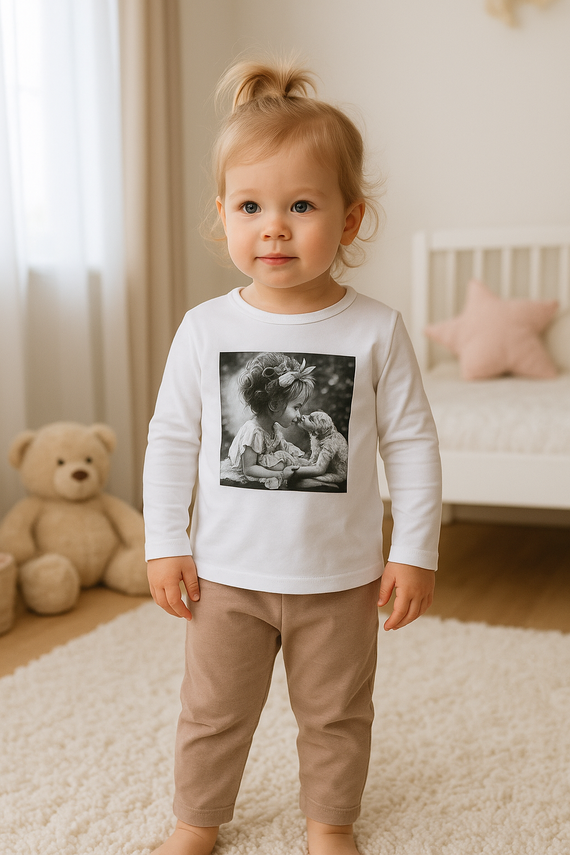 Kiss Bambarillo biały– bluzka dziewczęca z dzianiny jersey | Bawełna 95%, elastan 5%