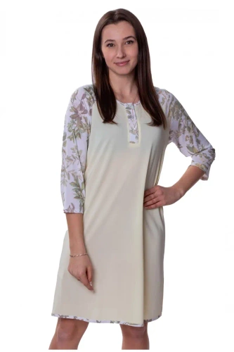 Koszula nocna rozpinana 86612 Botanica Mewa kremowy