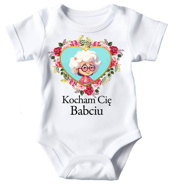 Body krótki rękaw "Kocham Cię Babciu" Moocha biały