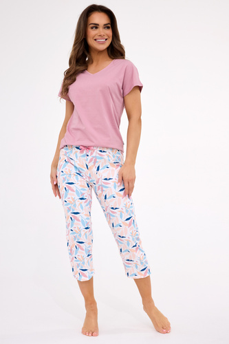 Piżama damska Cornette Louisa KR 372/450 – bawełna, krótki rękaw, spodnie 3/4