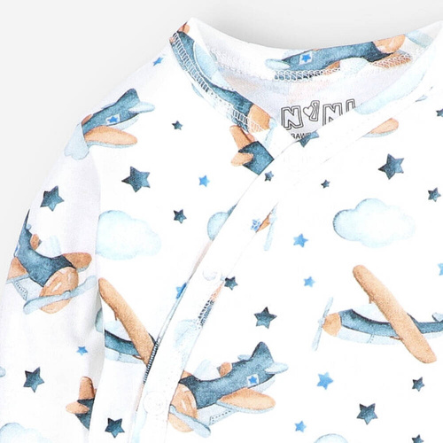 Body kopertowe z bawełny organicznej Samoloty Nini druk