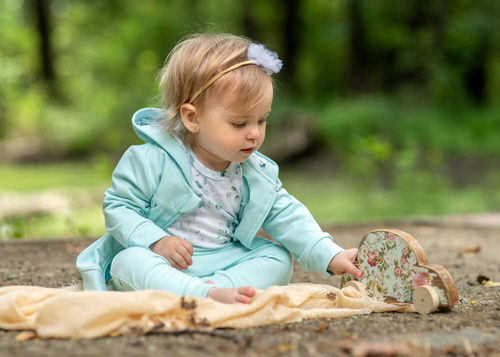 Bluza dresowa Aromatyczne listki Nini turkusowy