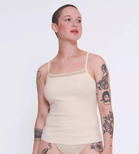 GO Ribbed Spaghetti Top Sloggi - Angora