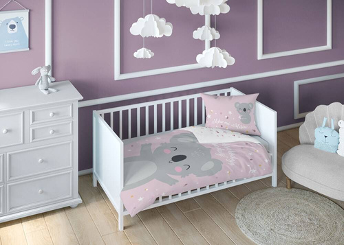 Pościel bawełniana do łóżeczka 3955 B Mayamoo 105 miś koala Detexpol różowy 