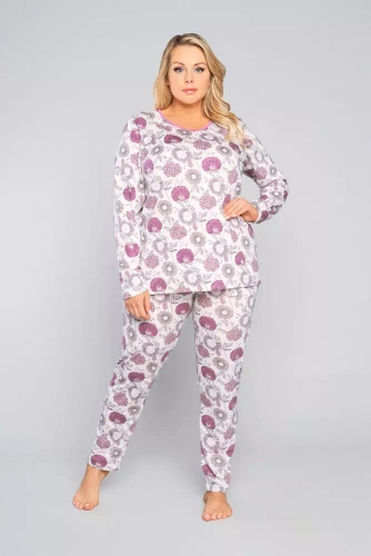 Piżama Damska długi rękaw, spodnie Lobelia Italian Fashion -