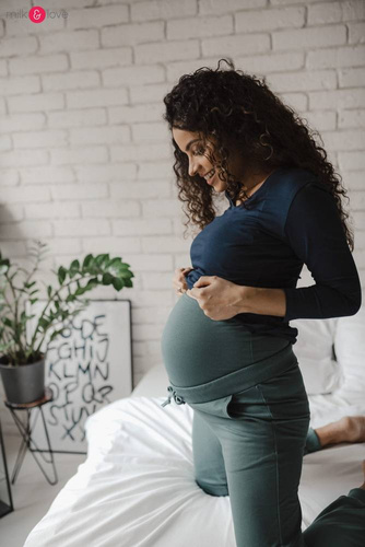 Dresowe spodnie ciążowe Milk&Love morska zieleń