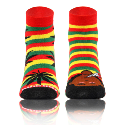 Liść Rastaman Skarpety krótkie finest cotton dwie różne Sesto Senso żółty