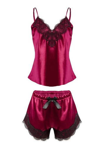 Piżama Damska Satynowa Tima DKaren - bordo