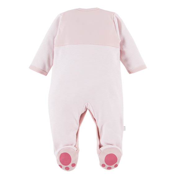 Pajac niemowlęcy ze stópkami Big Bear Eevi - różowy paski