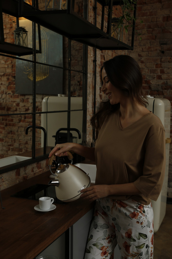 Bluzka piżamowa 86666 Marcella Mewa beżowy