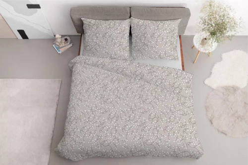 Pościel satynowa liście drobne 5217 B Detexpol beżowy 