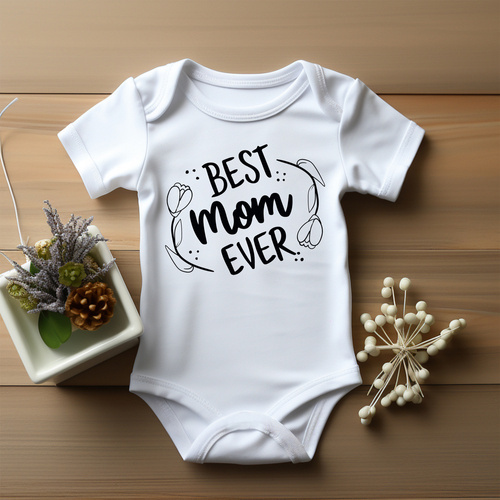Body krótki rękaw "Best mom ever" Moocha biały