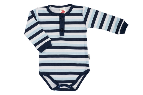 Body polo z długim rękawem "Strip Types"  Makoma granatowy