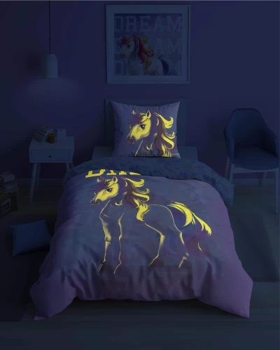 Pościel bawełniana świecąca w ciemności Jednorożec Detexpol