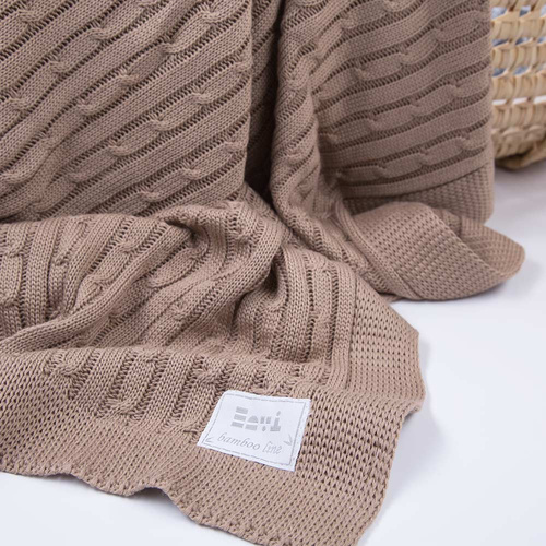 Eevi kocyk bambusowy – beżowy , warkocz, antyalergiczny