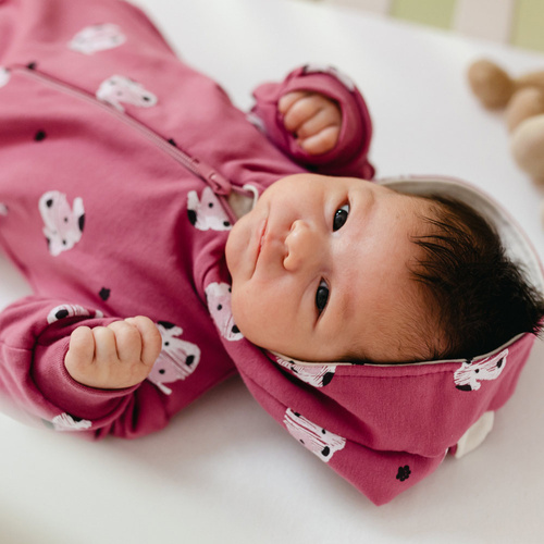 Pajac z kapturem kombinezon Dogs & Spots Eevi - różowy