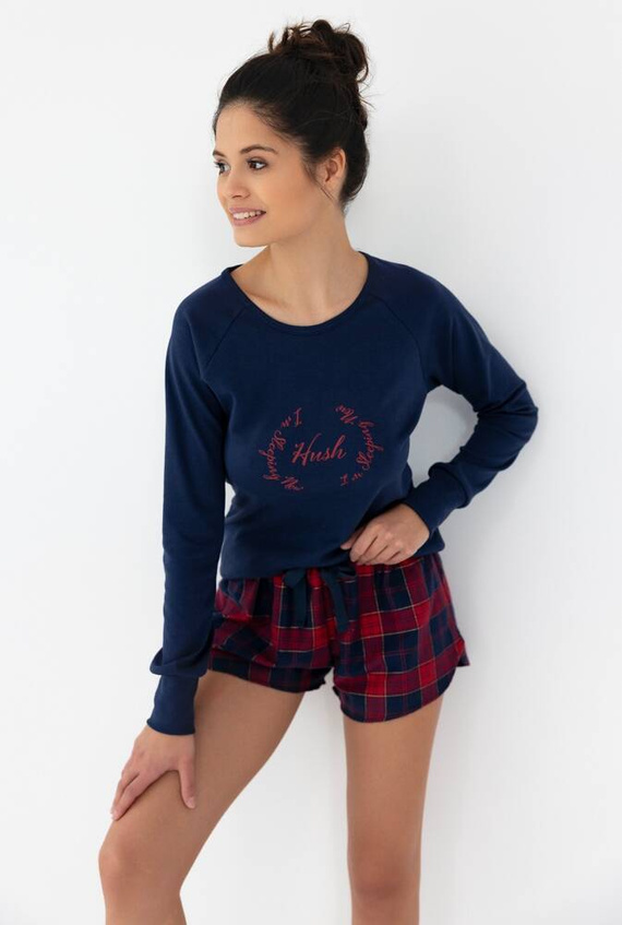 Piżama damska Clarissa Sensis -granatowy-czerwony