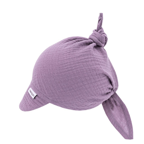 Chustka z daszkiem wiązana Cotton Muślin Makaszka berry mouse