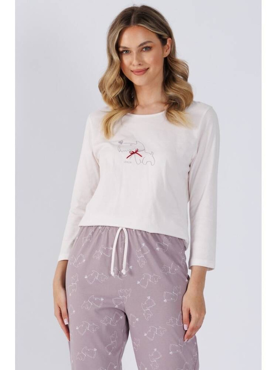 Piżama damska 1501 Leona Leveza piaskowy