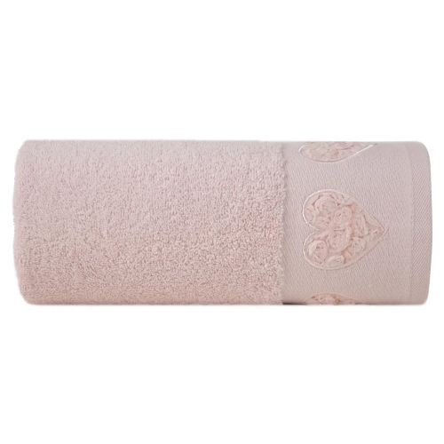 Ręcznik Kamila serca wypełnione różyczkami Eurofirany pudrowy róż 