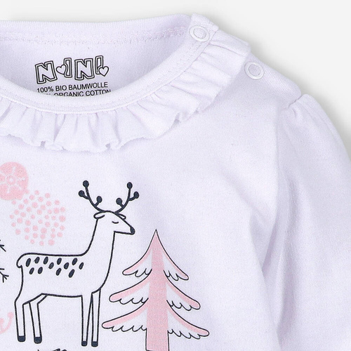 Body z bawełny organicznej Jelonki Nini biały