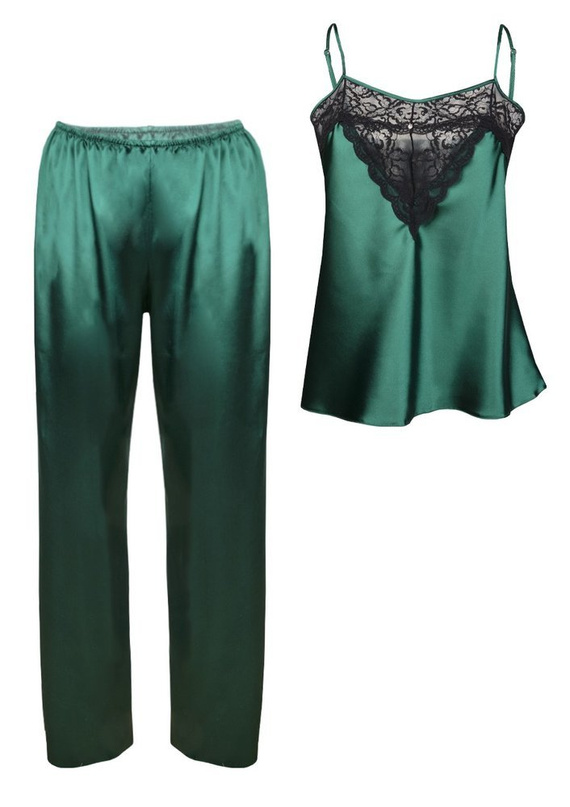 Piżama Damska Satynowa Sadie DKaren - zielony