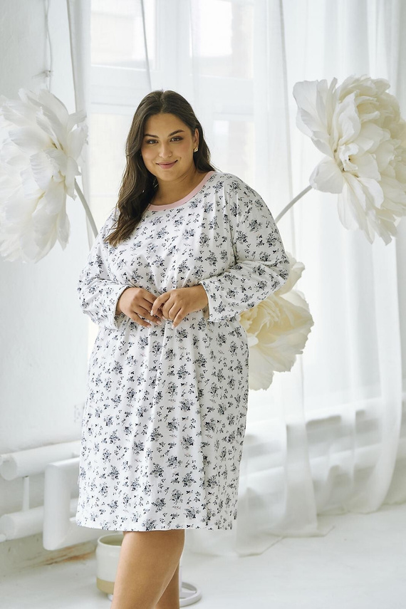 Damska koszula nocna Taro Martina 3467 – biały bawełna, długi rękaw, wygoda na chłodne wieczory