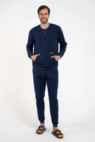 Komplet Męski długi rękaw, długie spodnie Fox Italian Fashion - granat