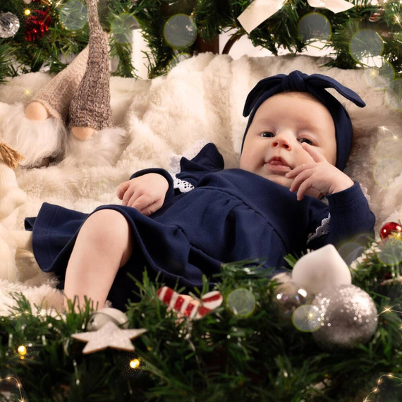 163170 Magia Świąt Sukienko-body + opaska Nicol - granatowy