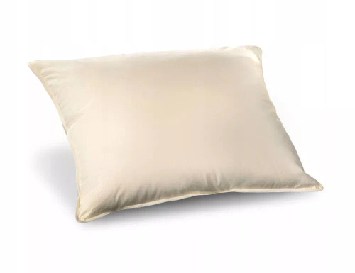 AMW Poduszka z pierza 0,7 kg – naturalne gęsie pierze, bawełna inlet 100%, ekri