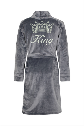 Szlafrok męski King + Korona ByShelly - grafitowy/srebrny