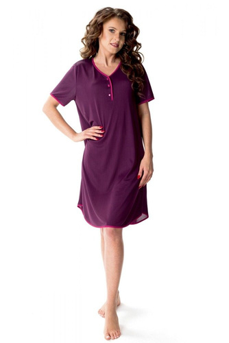 Koszula nocna rozpinana Mewa 6352 Teresa bakłażan