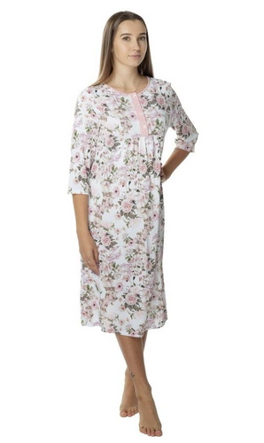 Koszula nocna 86442 Pola z rozpinanym dekoltem Mewa różowy 