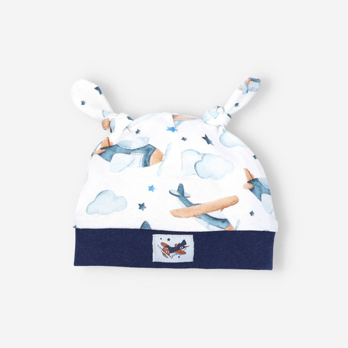 Komplet niemowlęcy z bawełny organicznej Samoloty Nini granatowy 