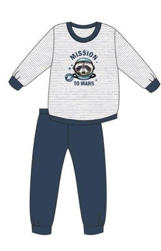 Piżama chłopięca 268/166 Mission Cornette szary jasny melanż-granatowy	