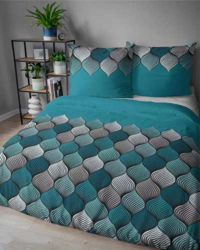 Pościel satynowa Orientalna mozaika 5226 A Detexpol turkusowy
