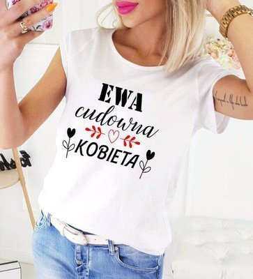 Koszulka damska "CUDOWNA KOBIETA na dzień kobiet z imieniem"  Moocha biały