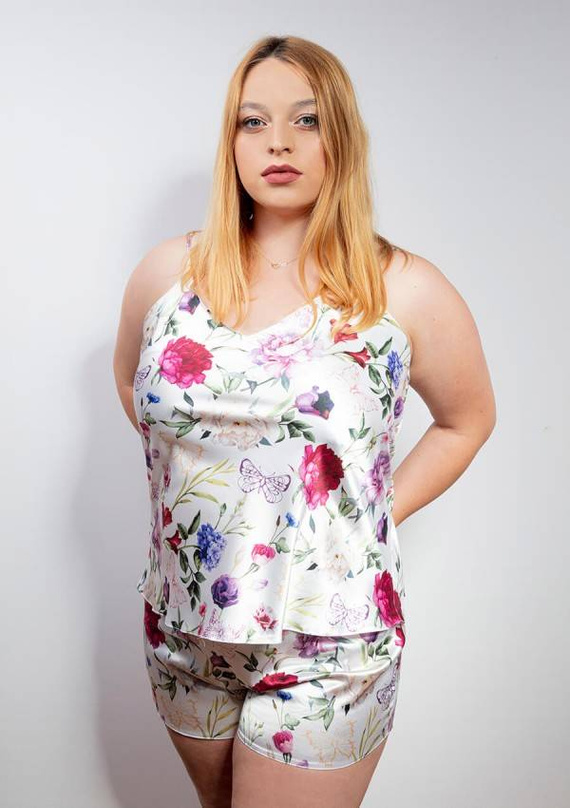 Komplet piżama damska Flowers DKaren -DK-KK 5 biały