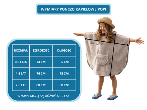 Poncho kąpielowe ręcznik z kapturem Popi AQUA NIÑO - beżowy