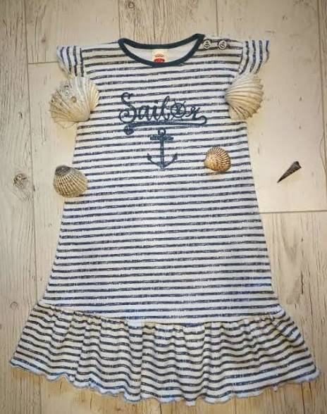 Sukienka z falbanką ""BLUE SEA" Makoma paski