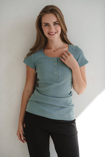 Bluzka ciążowa i do karmienia Tummy z krótkim rękawem Milk&Love patynowa 