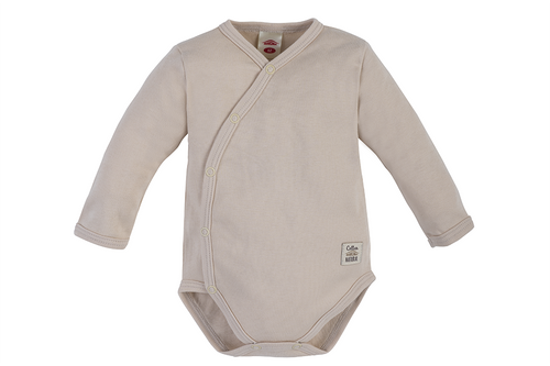 Body dzidziuś z długim rękawem "Giraffe" Makoma gładkie beżowy